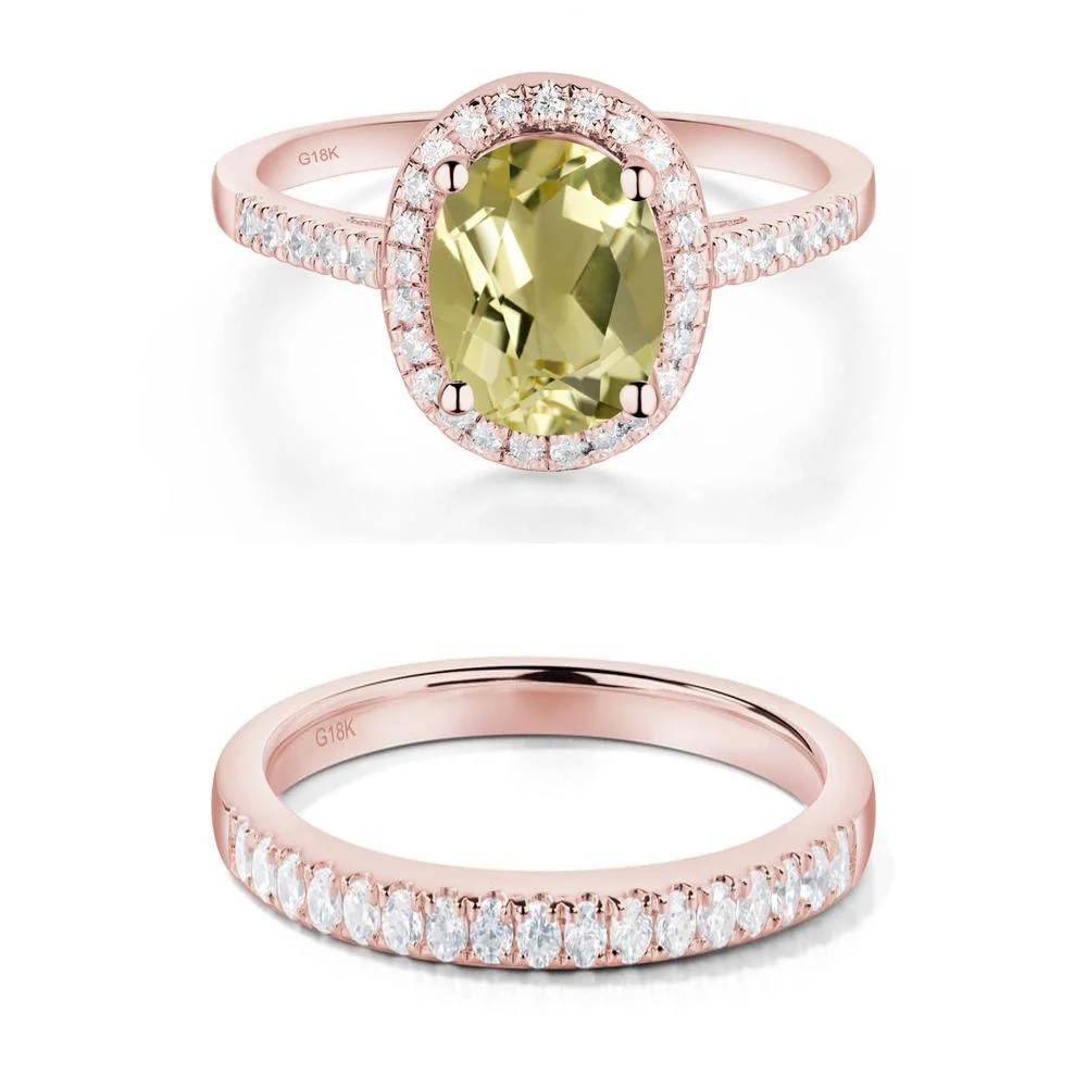 Oval Lemon Quartz Halo Ring - Image 17