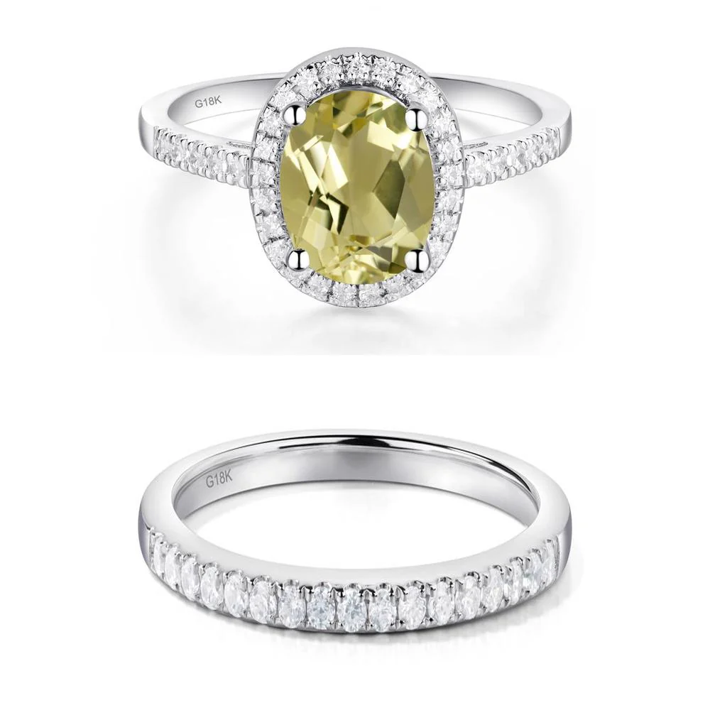 Oval Lemon Quartz Halo Ring - Image 19