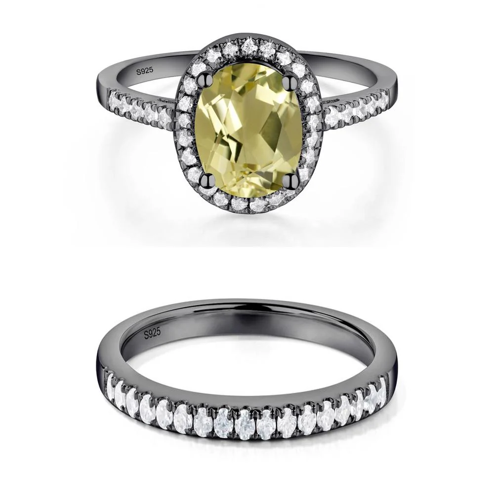 Oval Lemon Quartz Halo Ring - Image 23