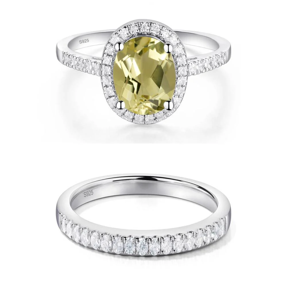 Oval Lemon Quartz Halo Ring - Image 27