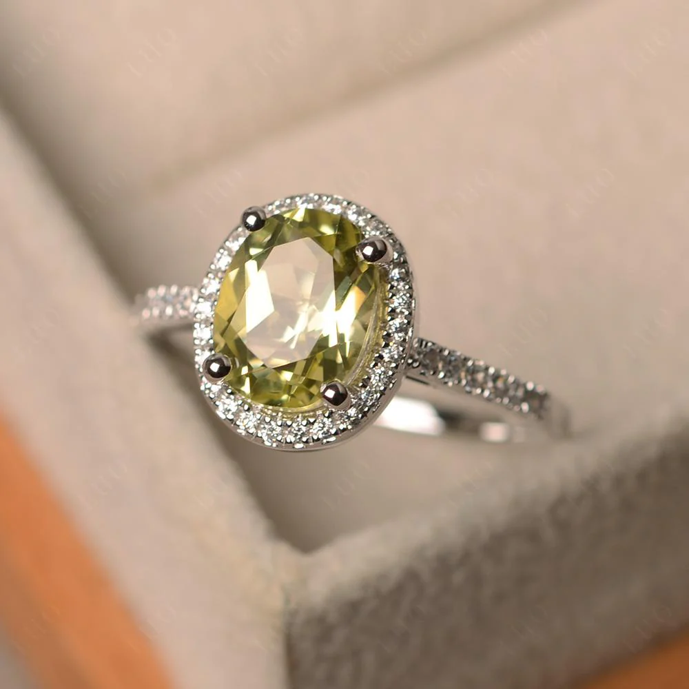 Oval Lemon Quartz Halo Ring - Image 29