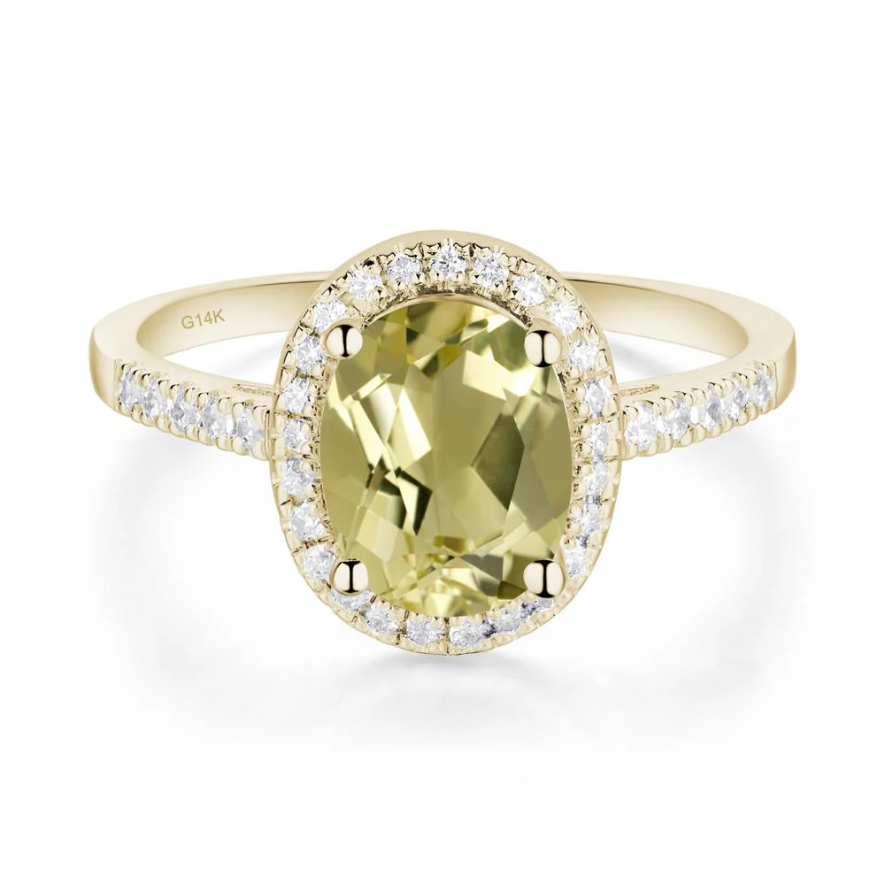 Oval Lemon Quartz Halo Ring - Image 4