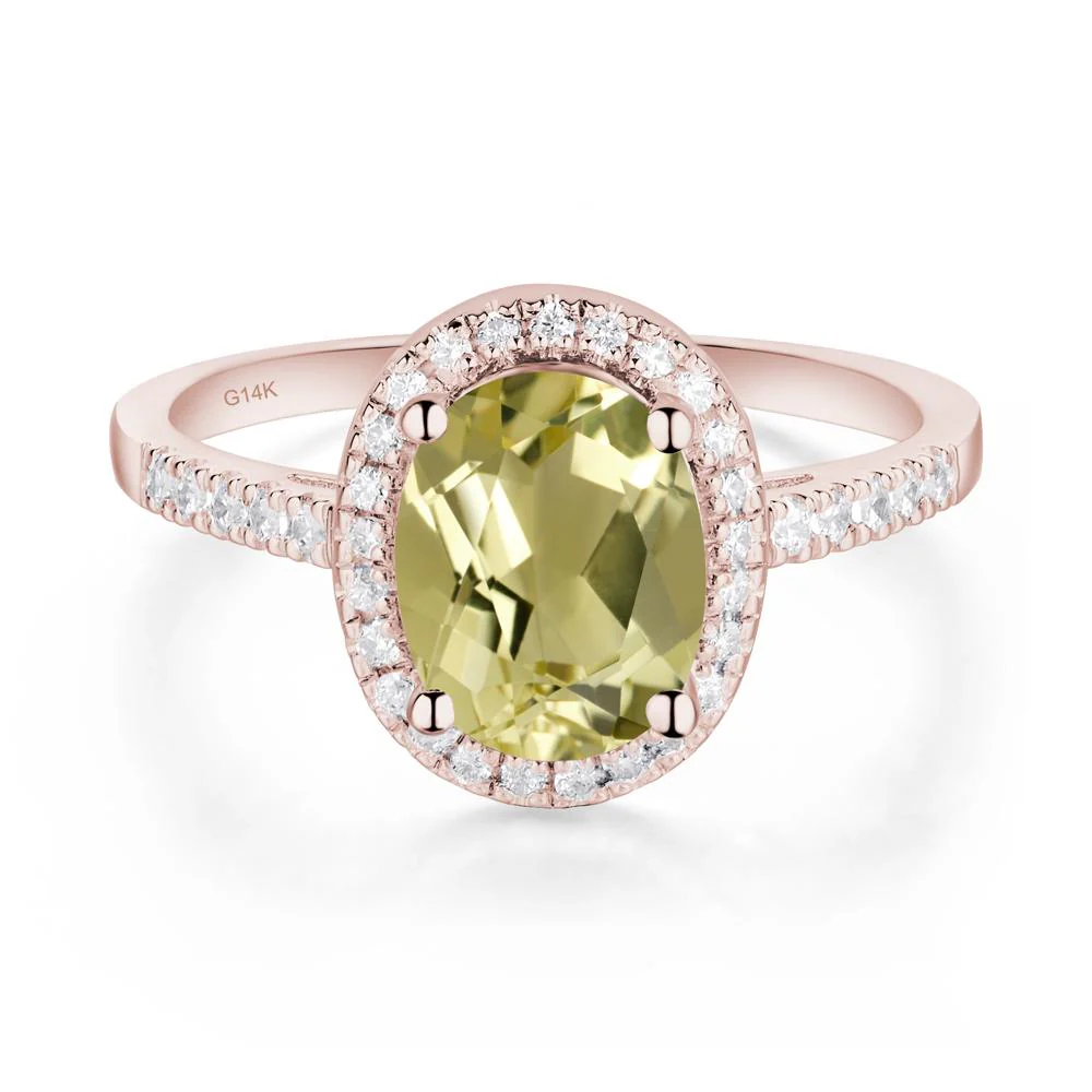 Oval Lemon Quartz Halo Ring - Image 5