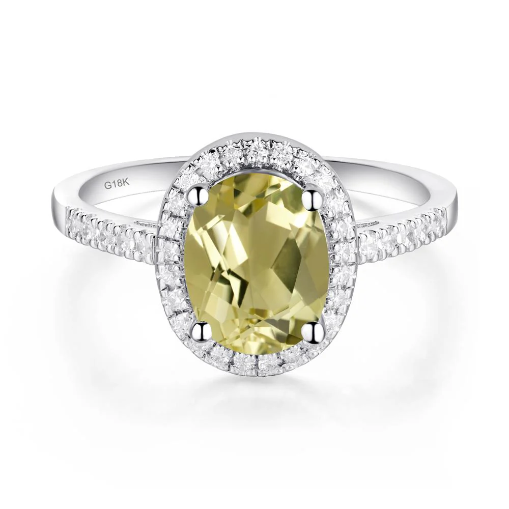 Oval Lemon Quartz Halo Ring - Image 6