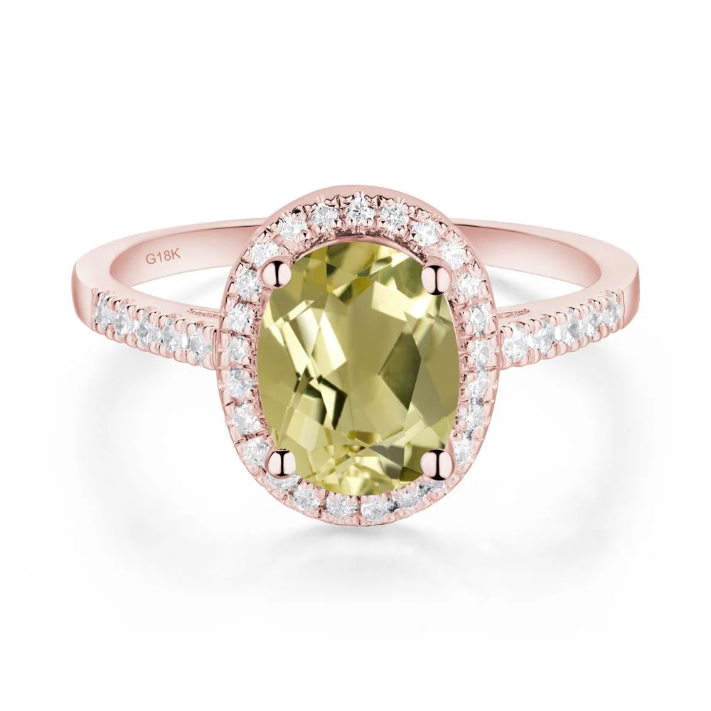 Oval Lemon Quartz Halo Ring - Image 7