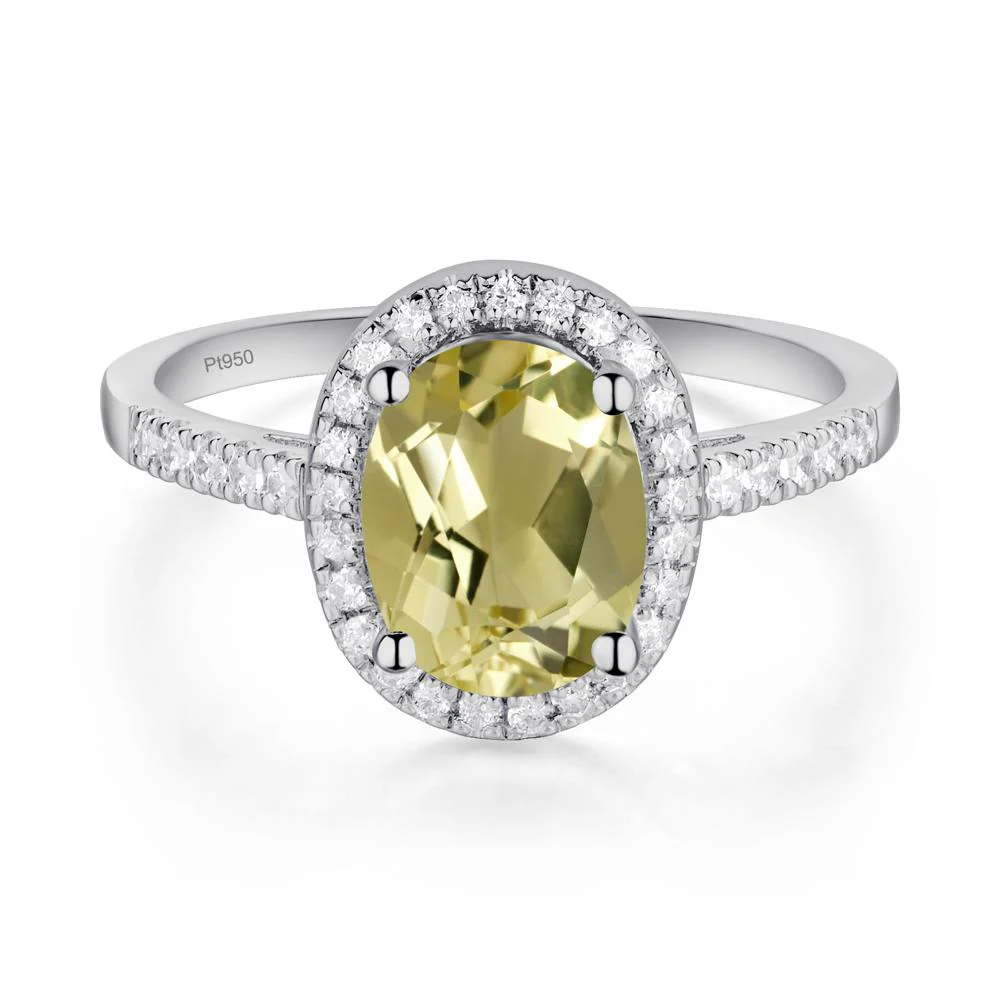Oval Lemon Quartz Halo Ring - Image 8