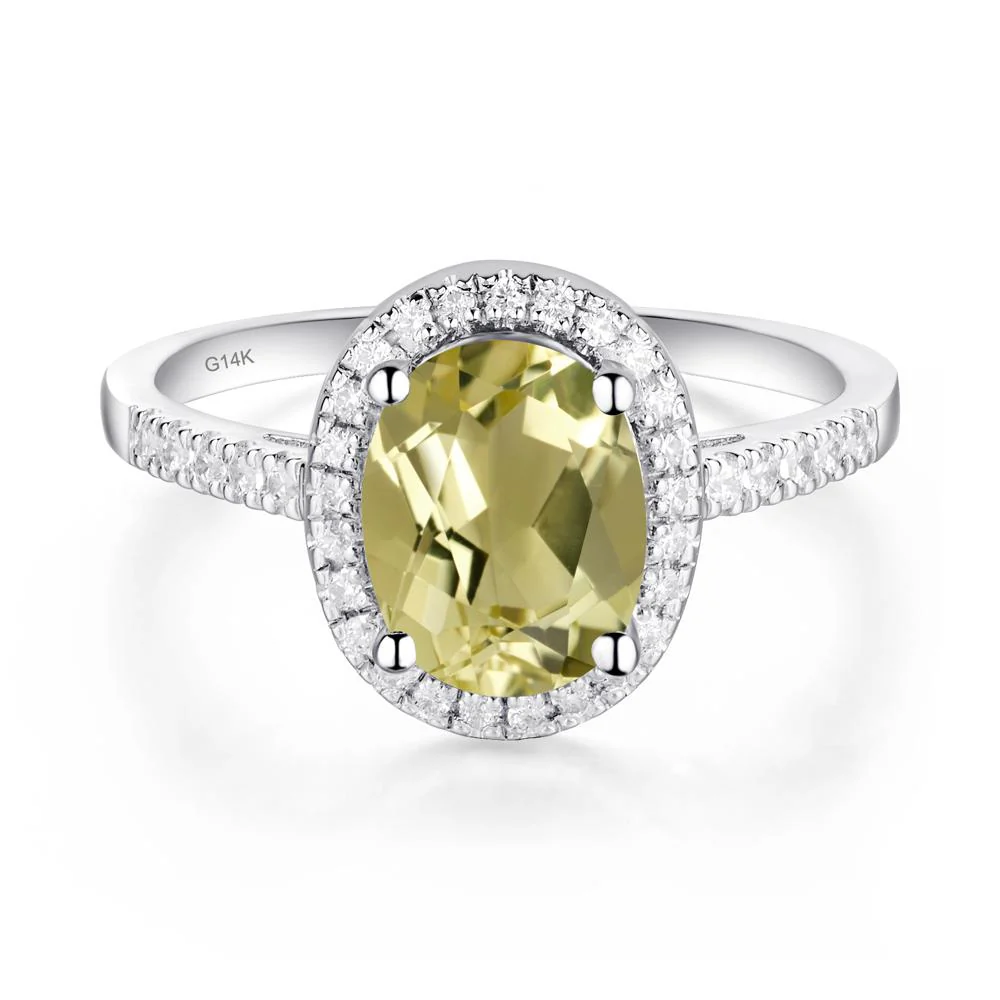 Oval Lemon Quartz Halo Ring - Image 9