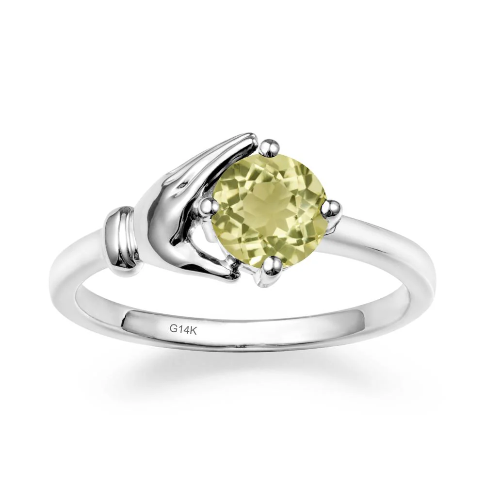 Lemon Quartz Hand Shaped Ring - Image 3