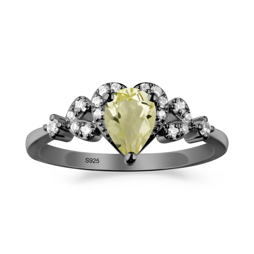 Lemon Quartz Heart Ring with Leaf Accents - Image 5