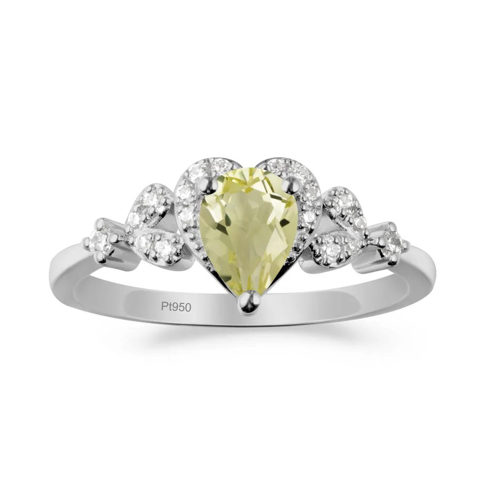 Lemon Quartz Heart Ring with Leaf Accents - Image 8