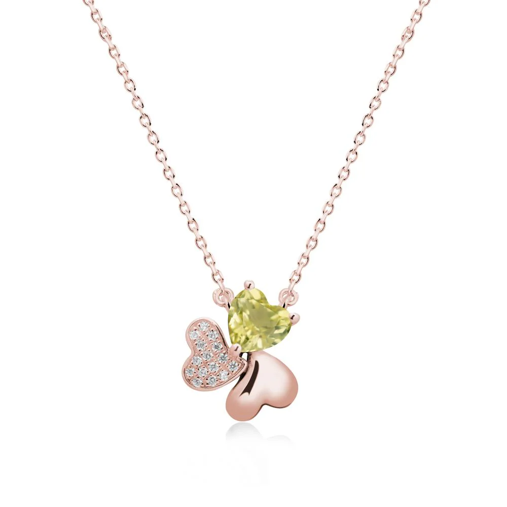 Lemon Quartz Heart Shape Shamrock Necklace - Image 5