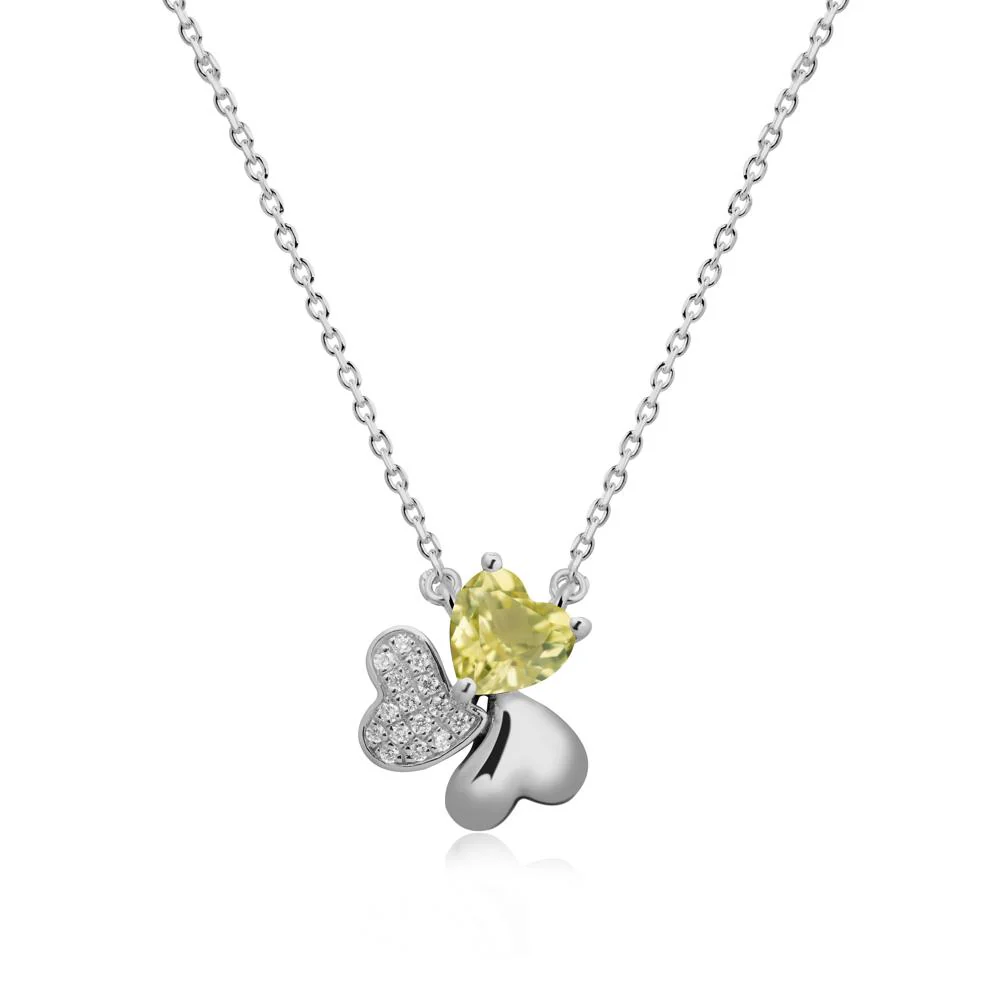 Lemon Quartz Heart Shape Shamrock Necklace - Image 9