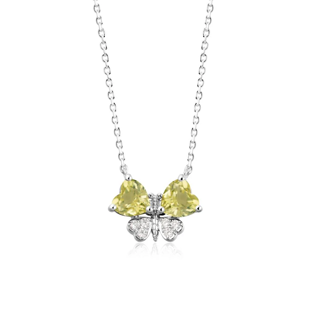 Lemon Quartz Heart Shaped Wings Butterfly Necklace - Image 9
