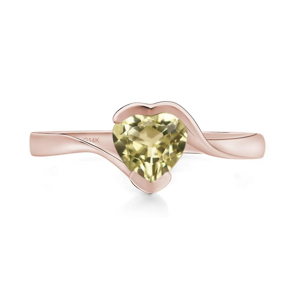 Heart Lemon Quartz Solitaire Engagement Ring - Image 5