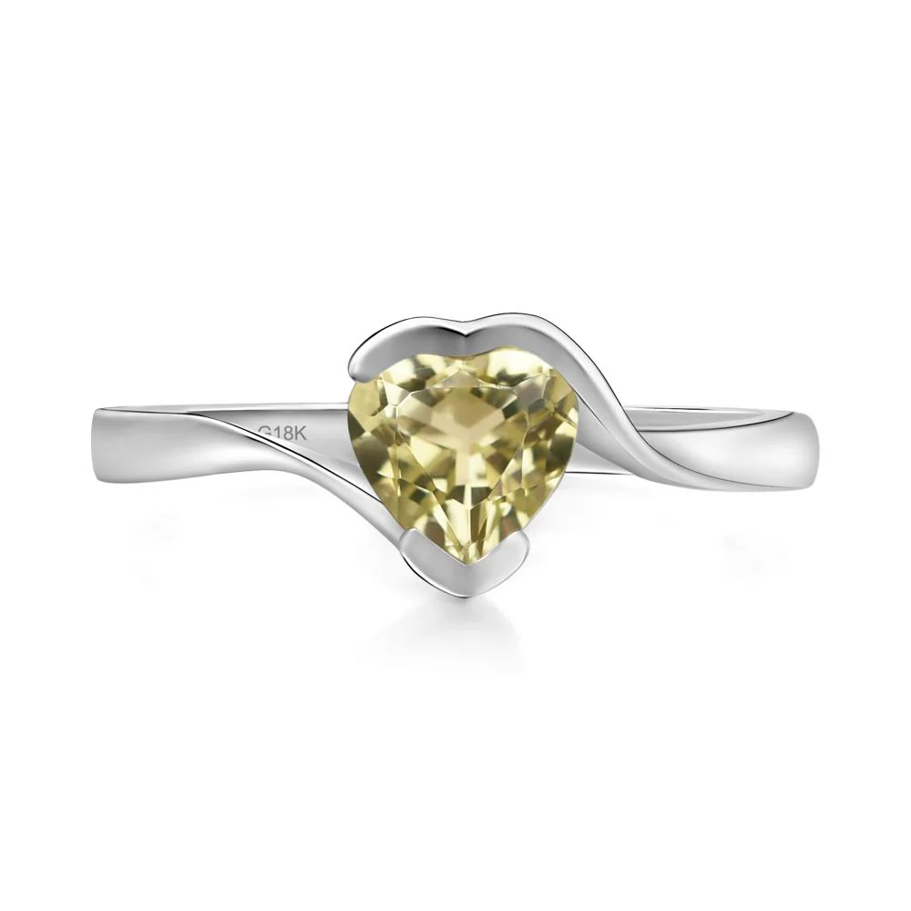 Heart Lemon Quartz Solitaire Engagement Ring - Image 7