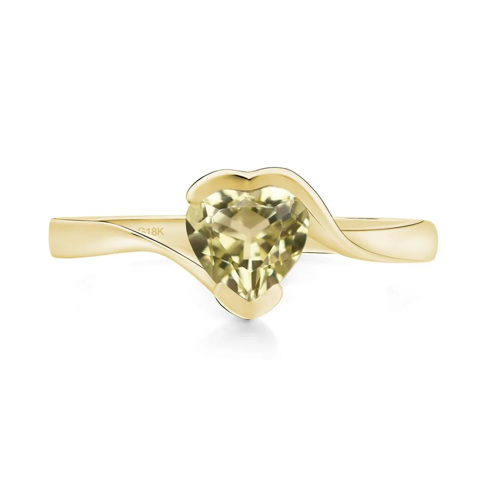 Heart Lemon Quartz Solitaire Engagement Ring - Image 8