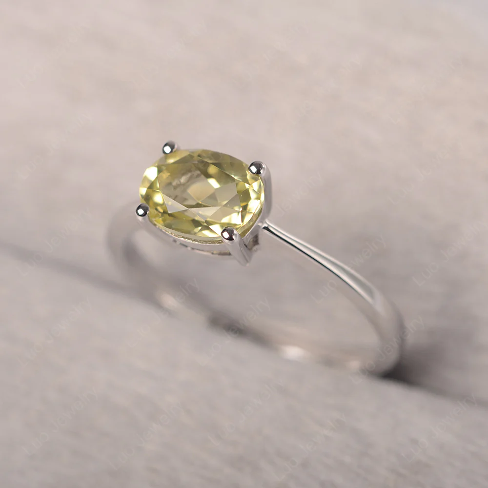 Lemon Quartz Oval Solitaire Engagement Ring - Image 2