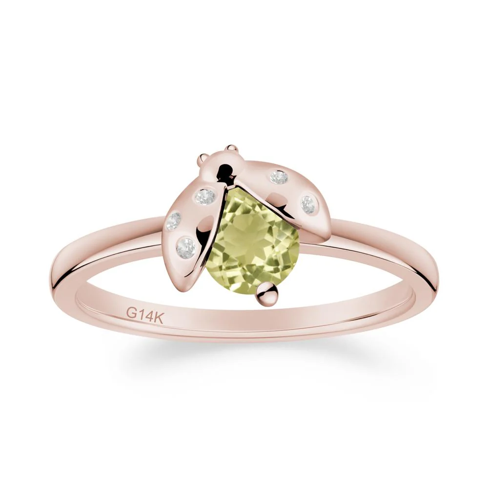 Lemon Quartz Ladybug Ring