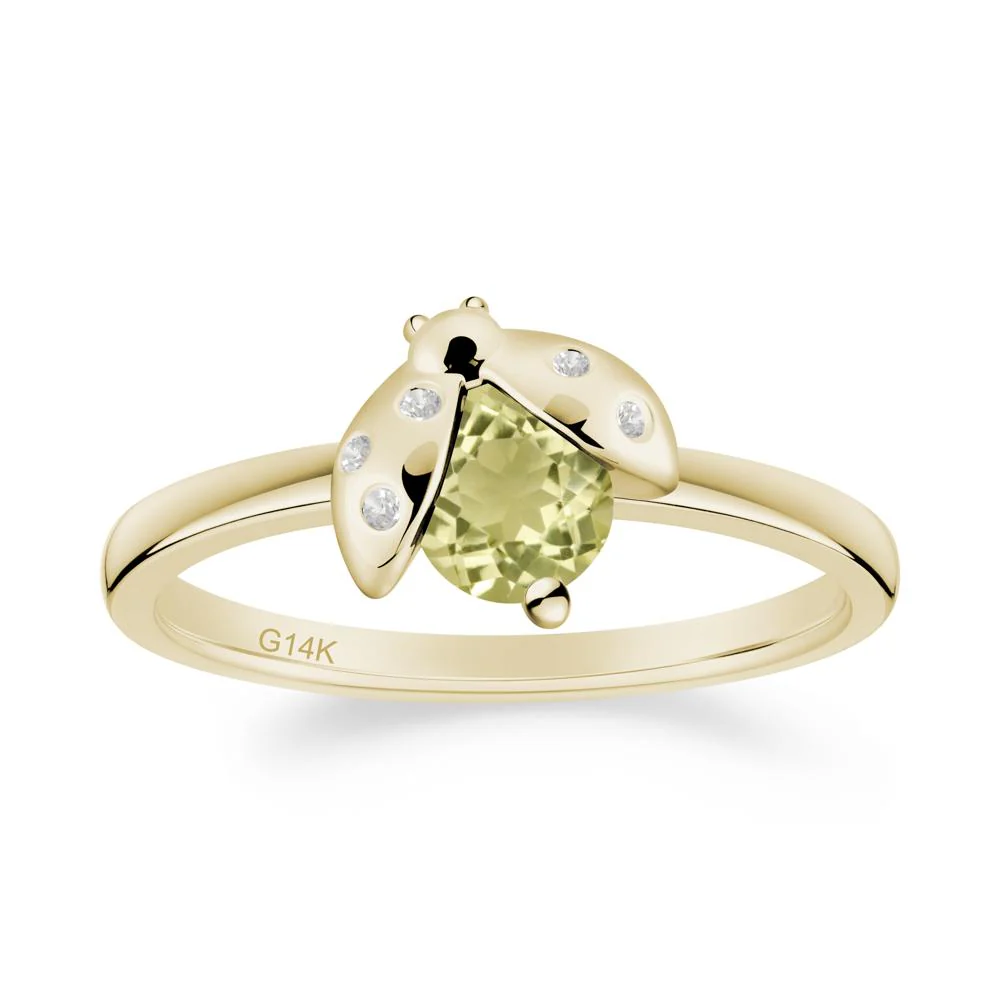 Lemon Quartz Ladybug Ring - Image 2