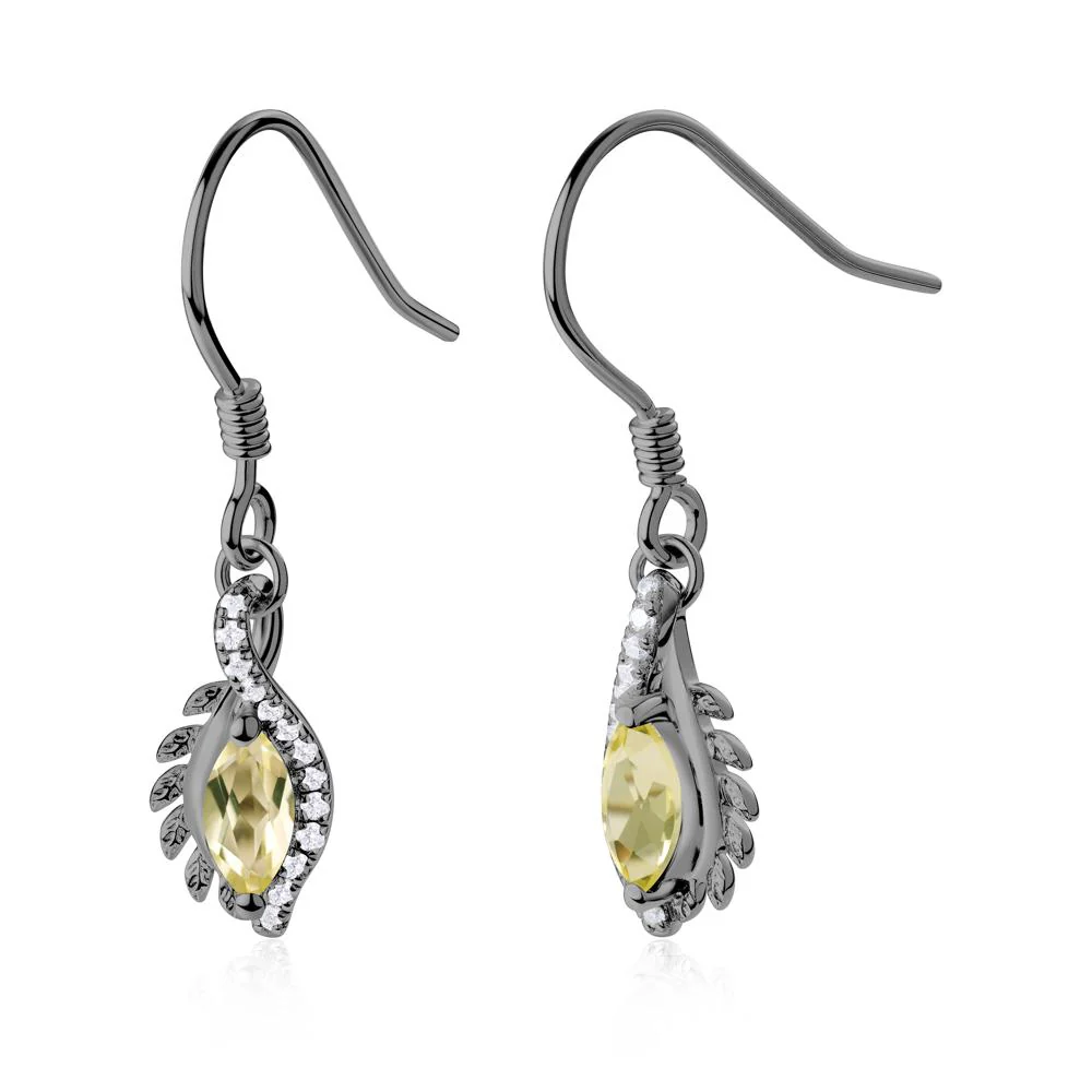 Lemon Quartz Leaf Vine Fish Hook Earrings - Image 3