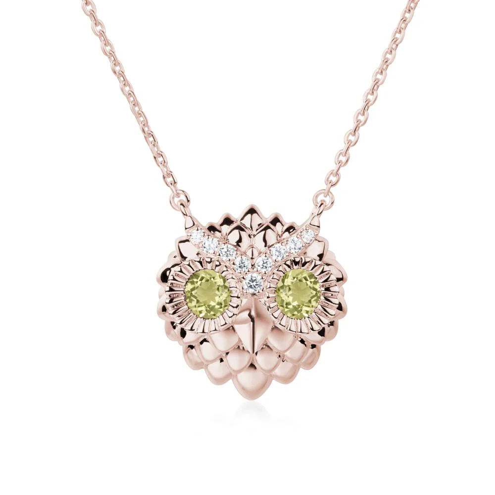Lemon Quartz Owl Necklace - Image 6