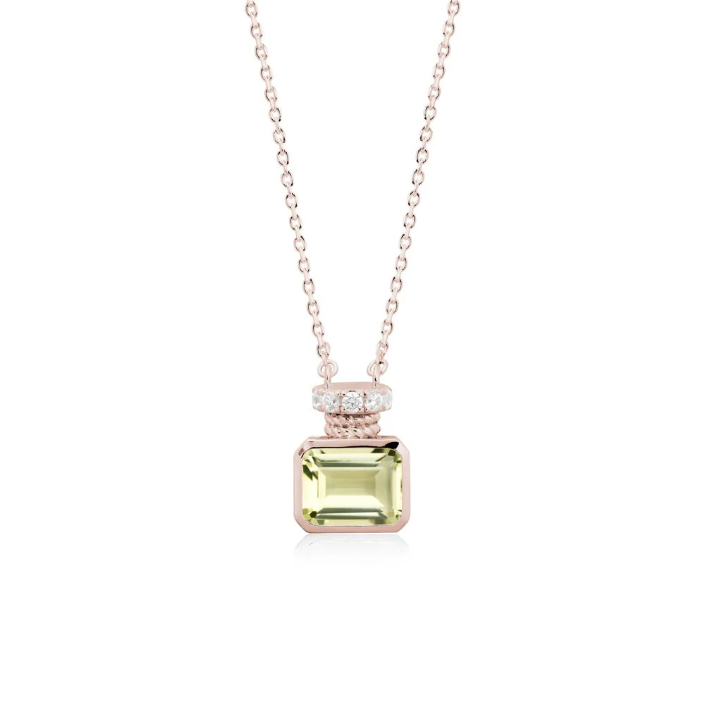 Lemon Quartz Perfume Bottle Design Pendant Necklace - Image 2