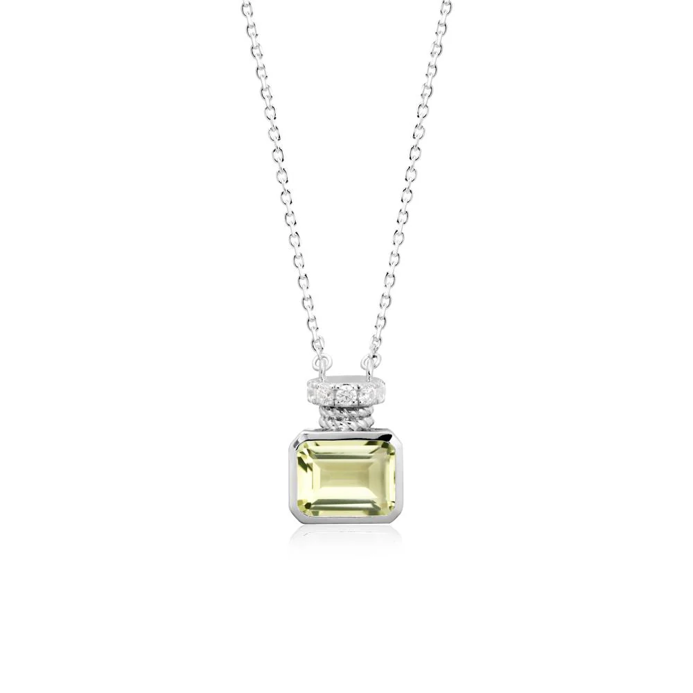 Lemon Quartz Perfume Bottle Design Pendant Necklace - Image 3