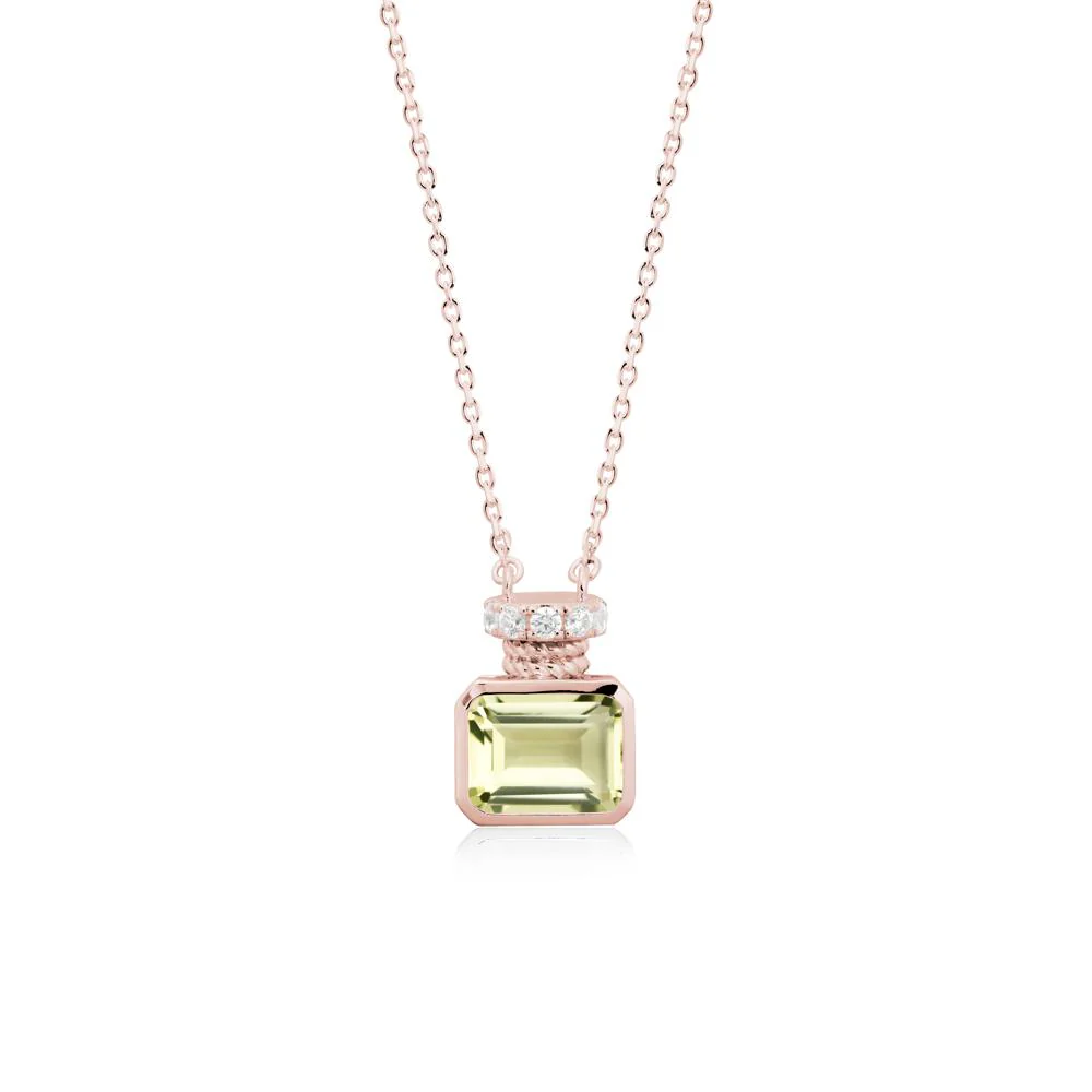 Lemon Quartz Perfume Bottle Design Pendant Necklace - Image 4