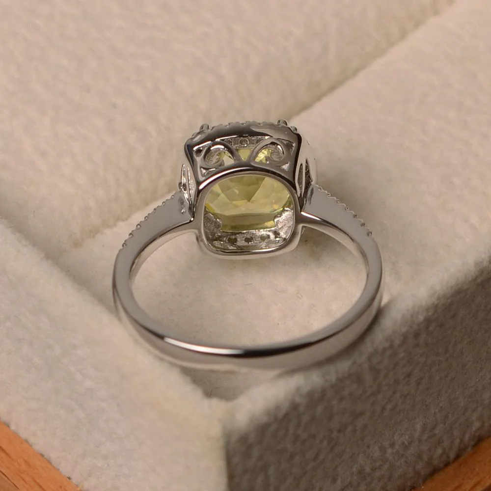 Cushion Cut Lemon Quartz Halo Ring - Image 12