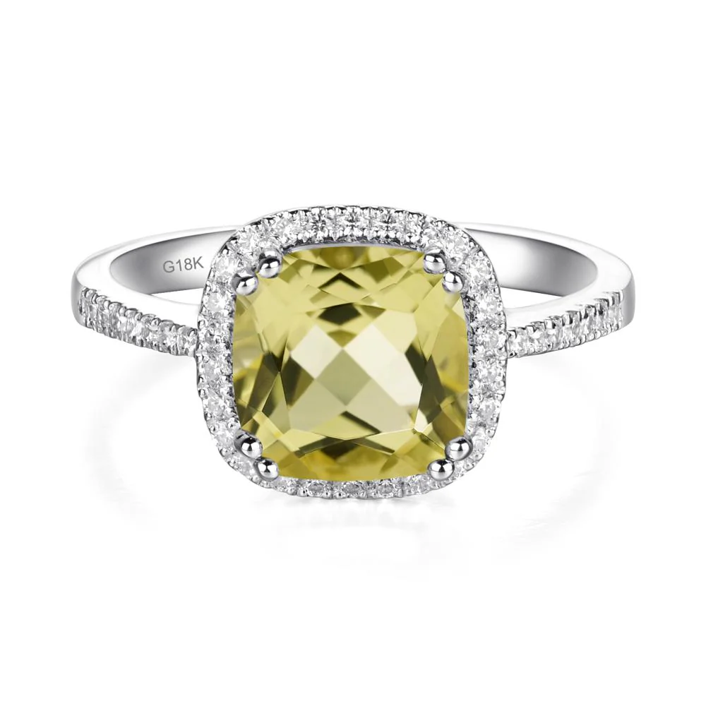 Cushion Cut Lemon Quartz Halo Ring - Image 4