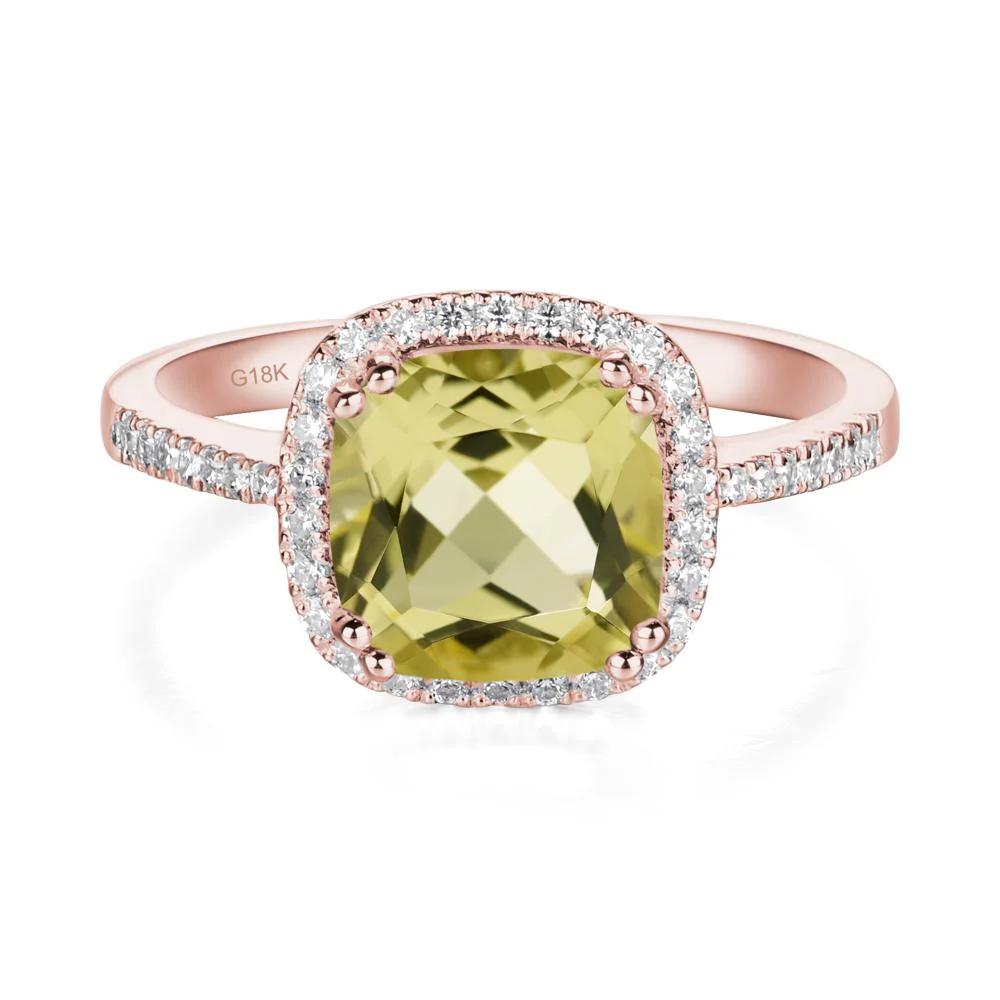 Cushion Cut Lemon Quartz Halo Ring - Image 5