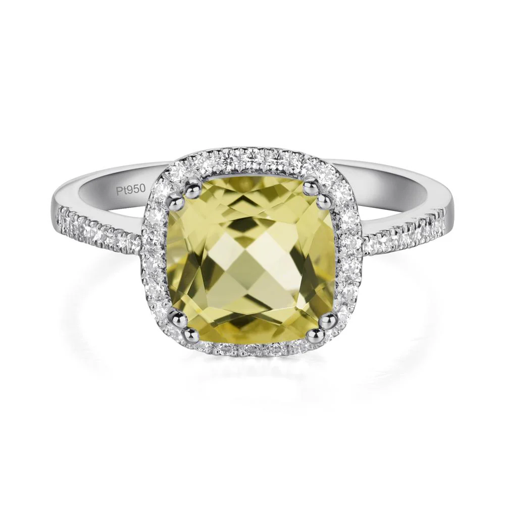 Cushion Cut Lemon Quartz Halo Ring - Image 7
