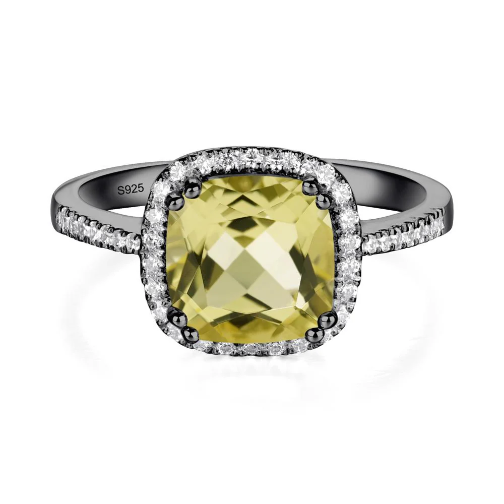 Cushion Cut Lemon Quartz Halo Ring - Image 9
