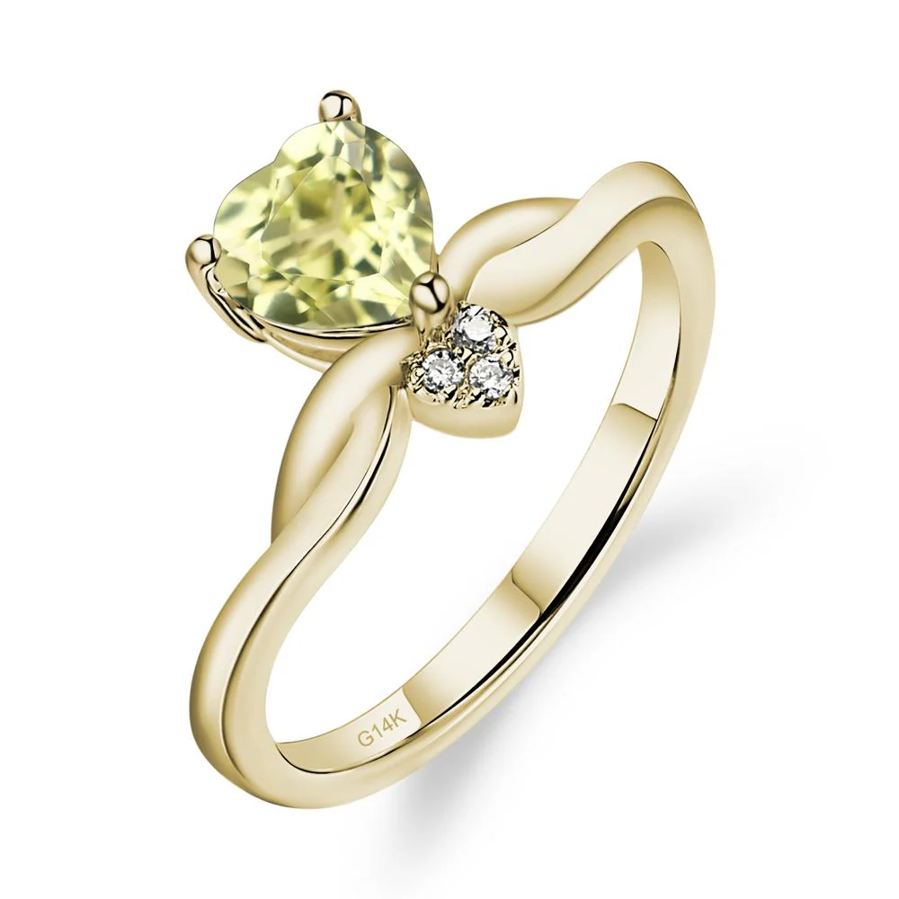 Lemon Quartz Twisted Heart Ring