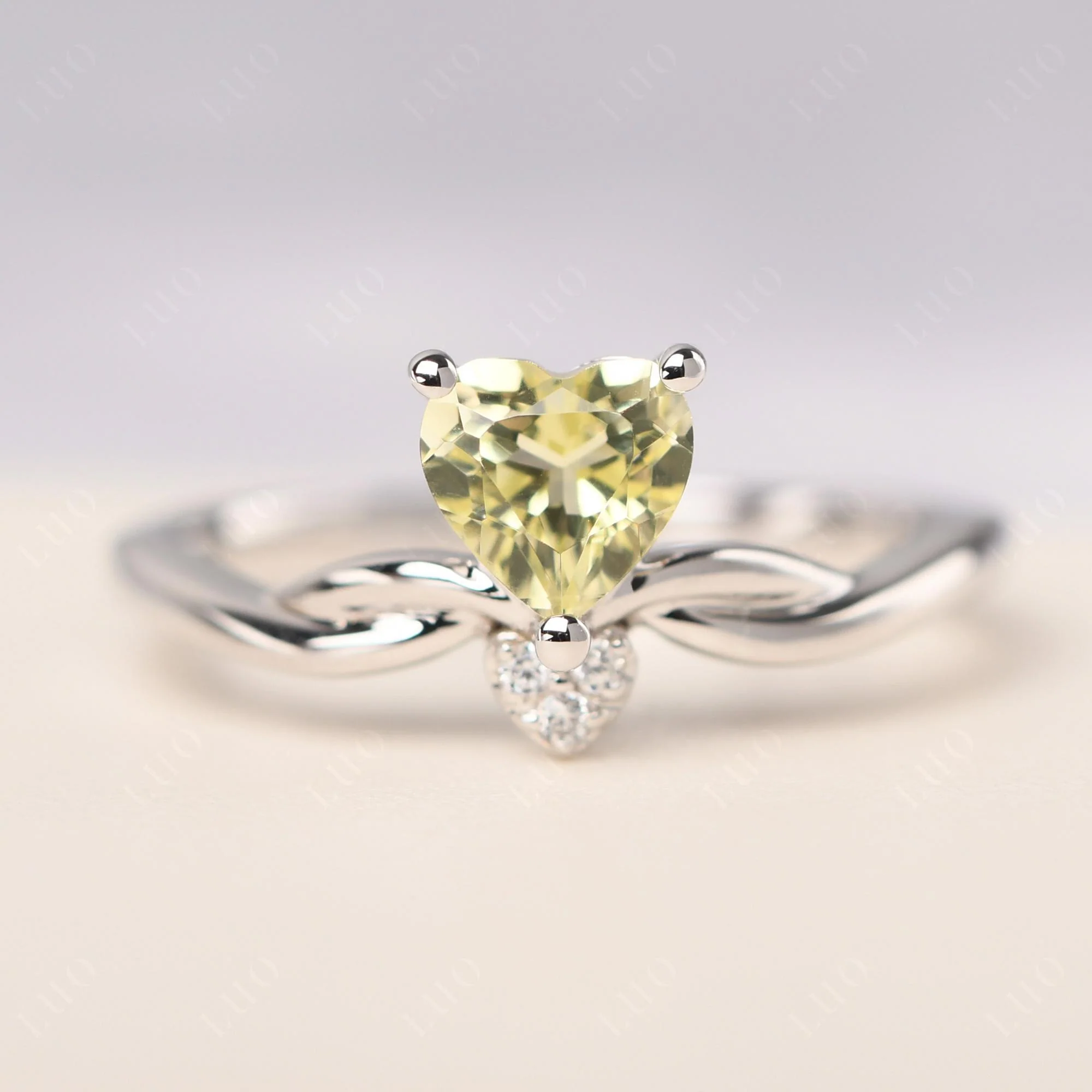 Lemon Quartz Twisted Heart Ring - Image 10