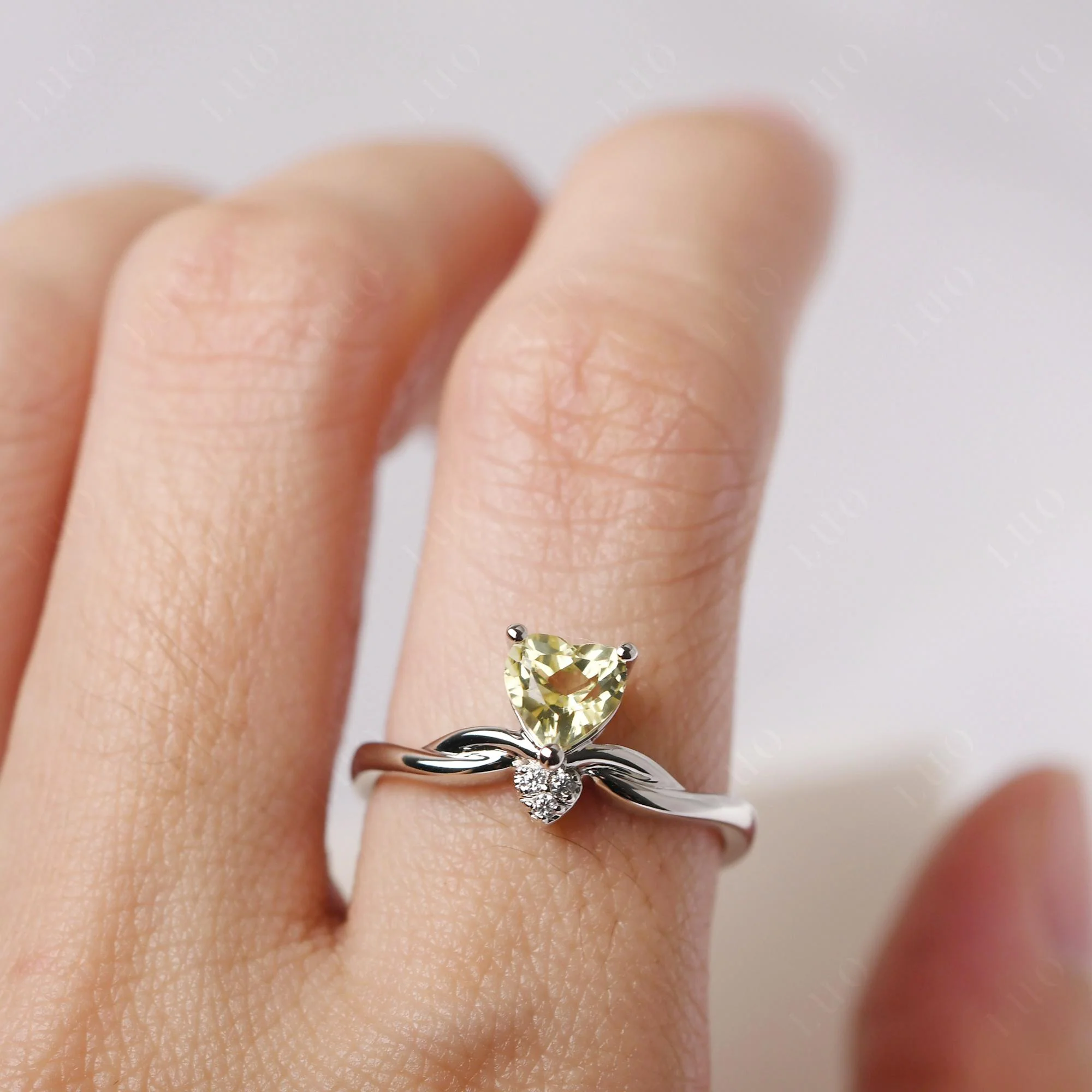 Lemon Quartz Twisted Heart Ring - Image 14