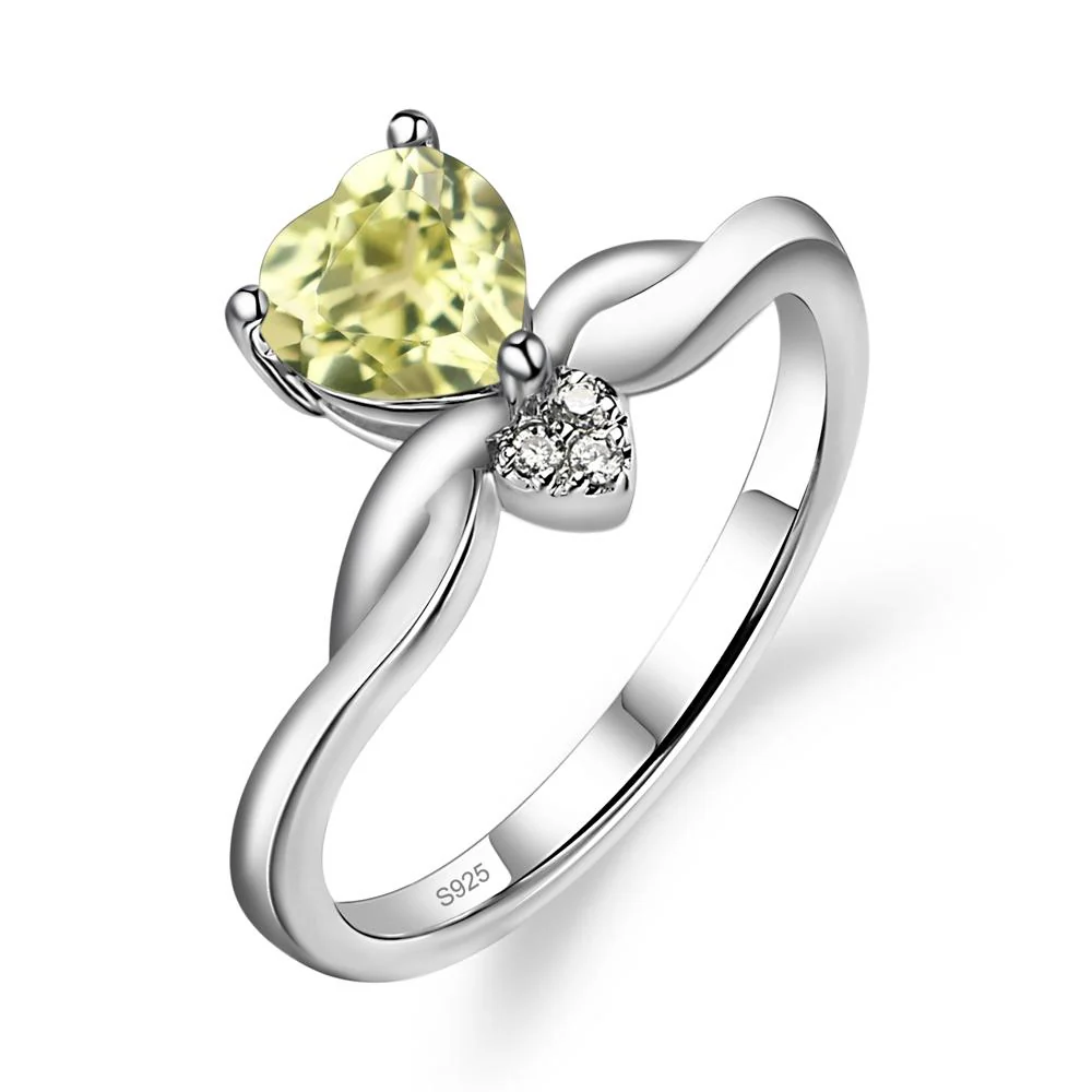 Lemon Quartz Twisted Heart Ring - Image 2