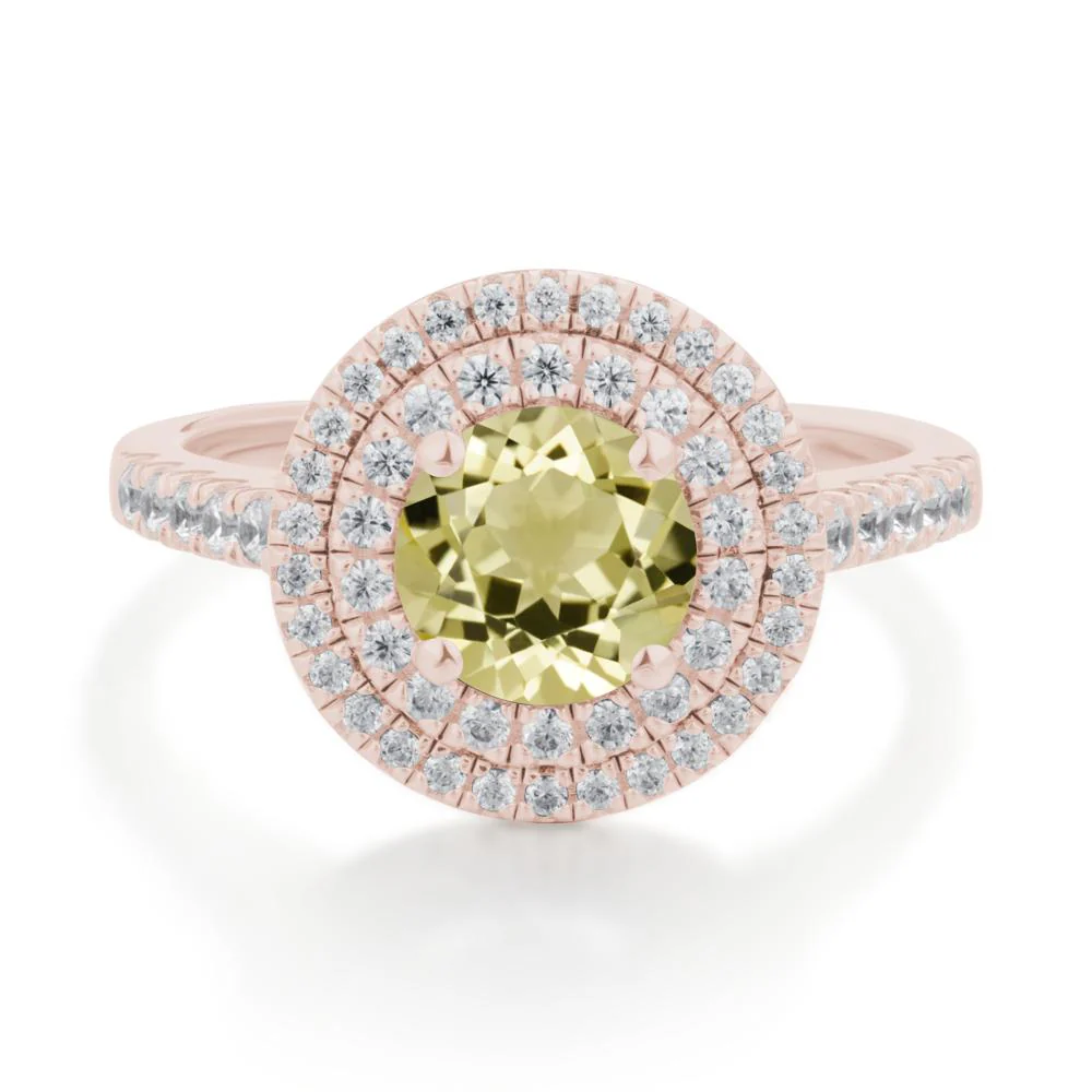 Lemon Quartz Ring Double Halo - Image 2