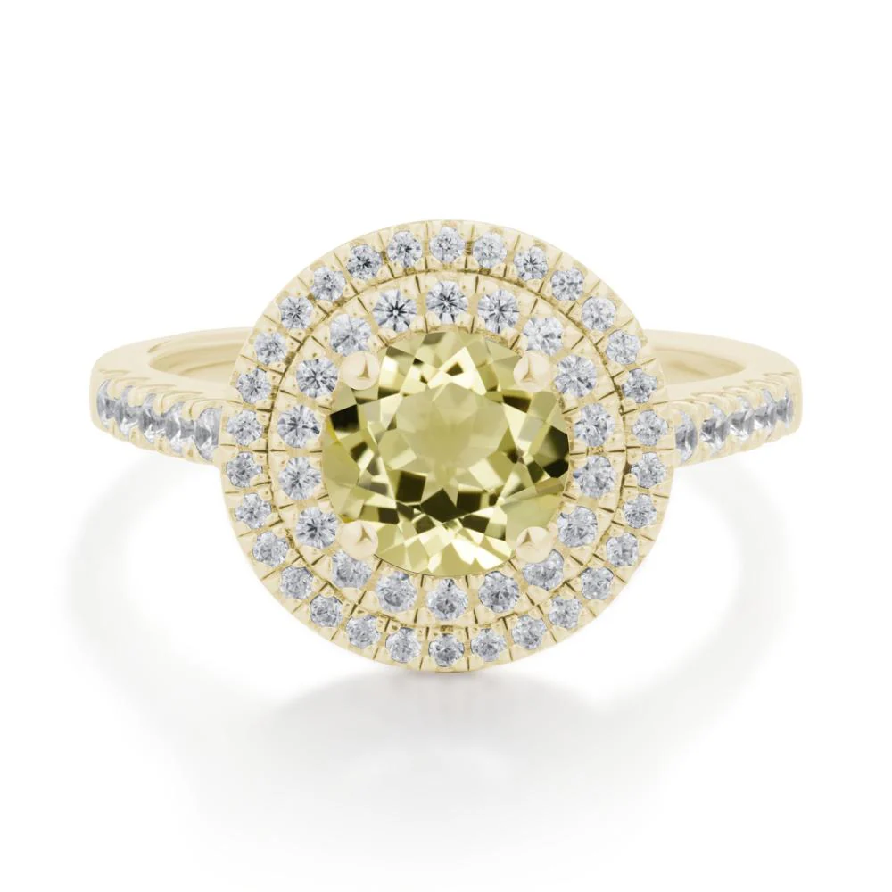 Lemon Quartz Ring Double Halo - Image 4