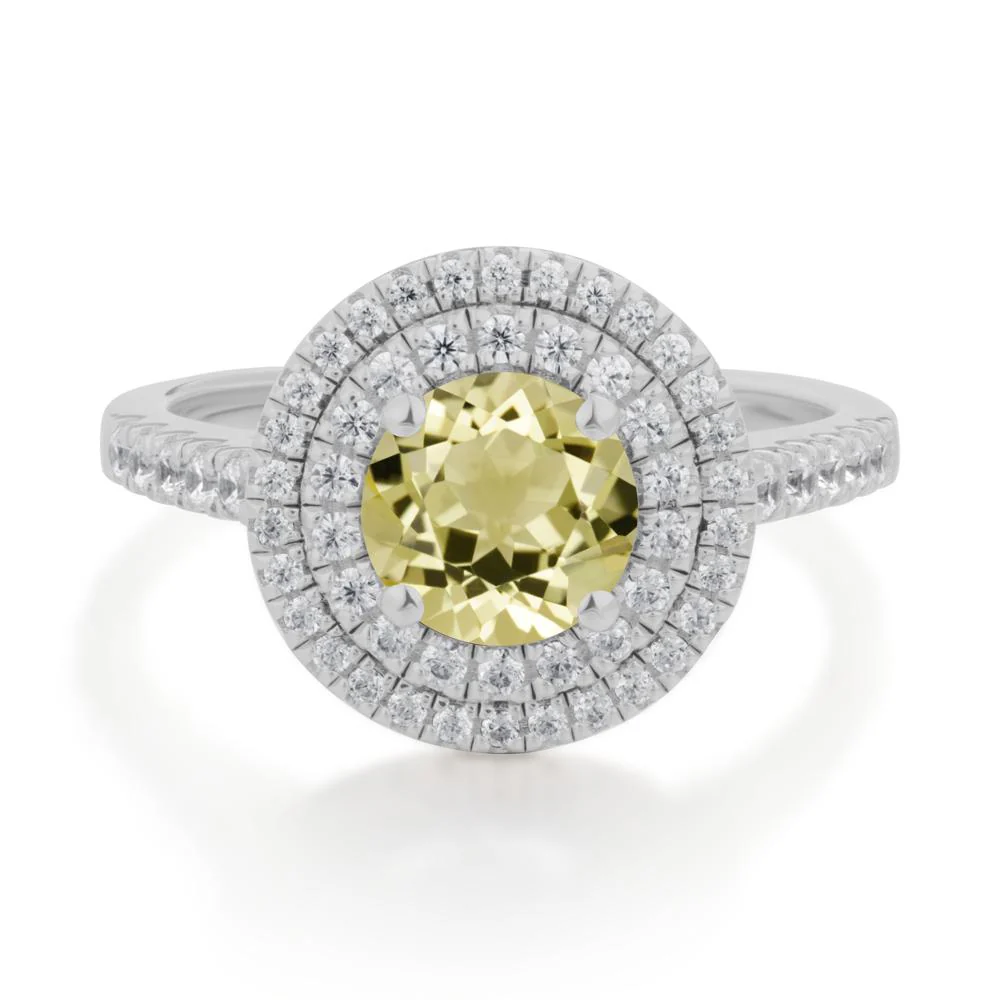 Lemon Quartz Ring Double Halo - Image 8