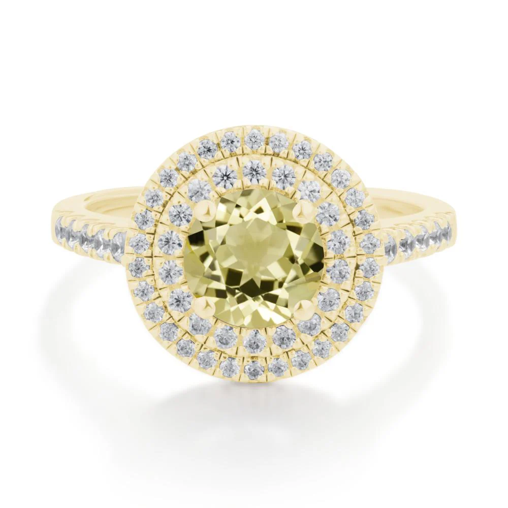 Lemon Quartz Ring Double Halo - Image 9