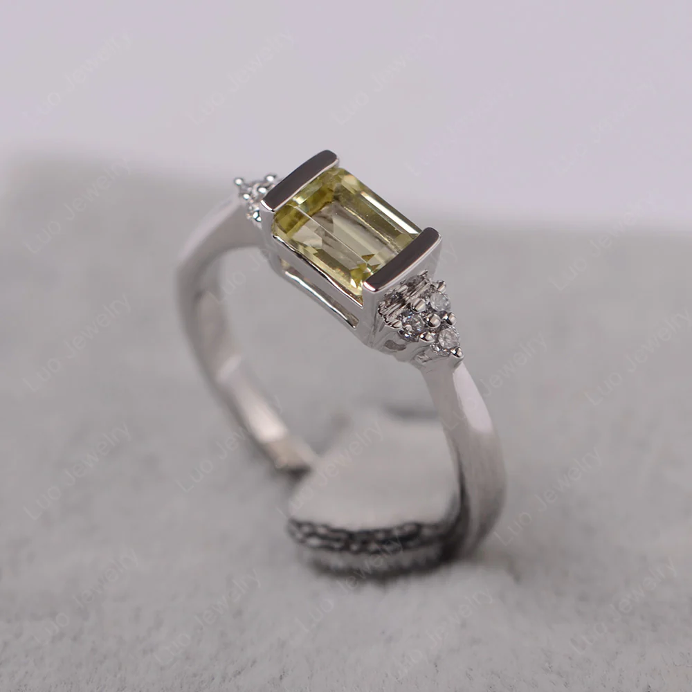 Lemon Quartz East West Half Bezel Set Ring - Image 2