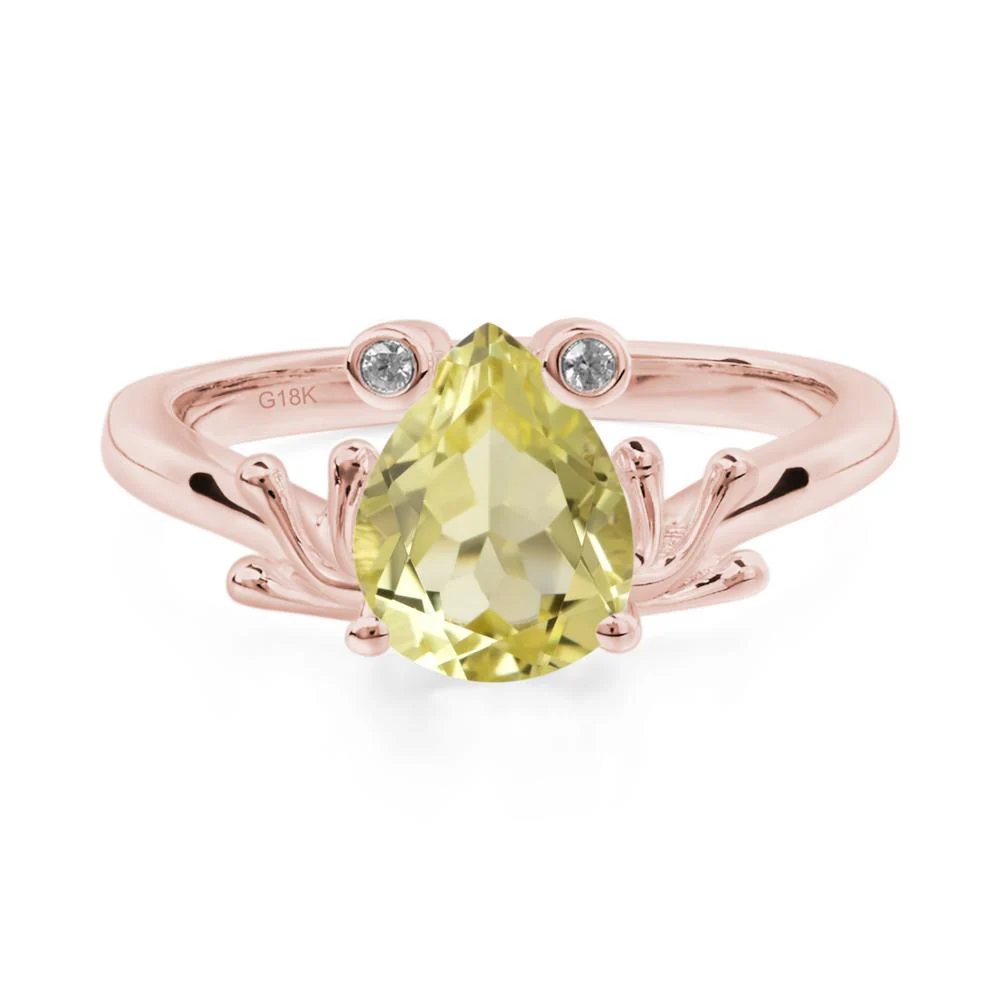 Lemon Quartz Frog Promise Ring - Image 6