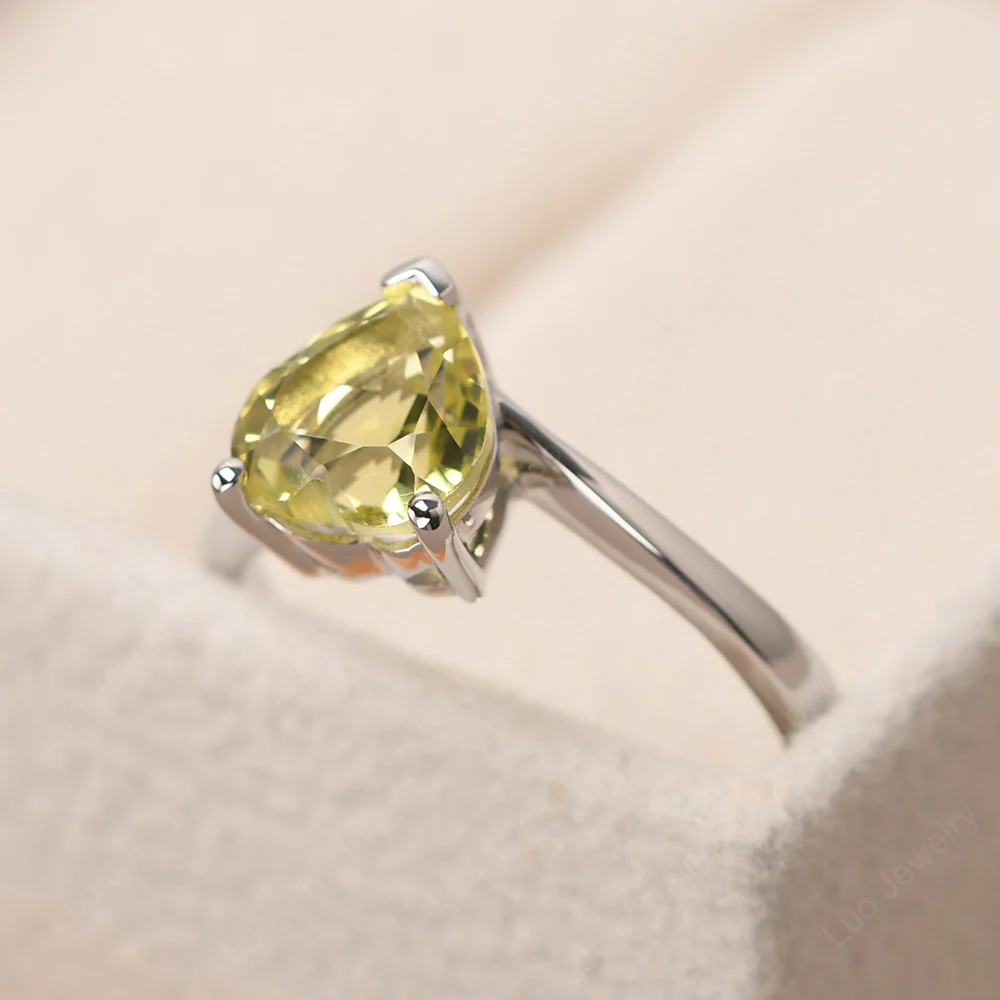 Heart Lemon Quartz Solitaire Ring - Image 2