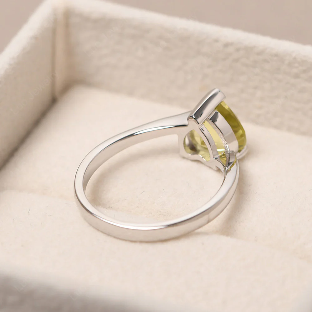 Heart Lemon Quartz Solitaire Ring - Image 3