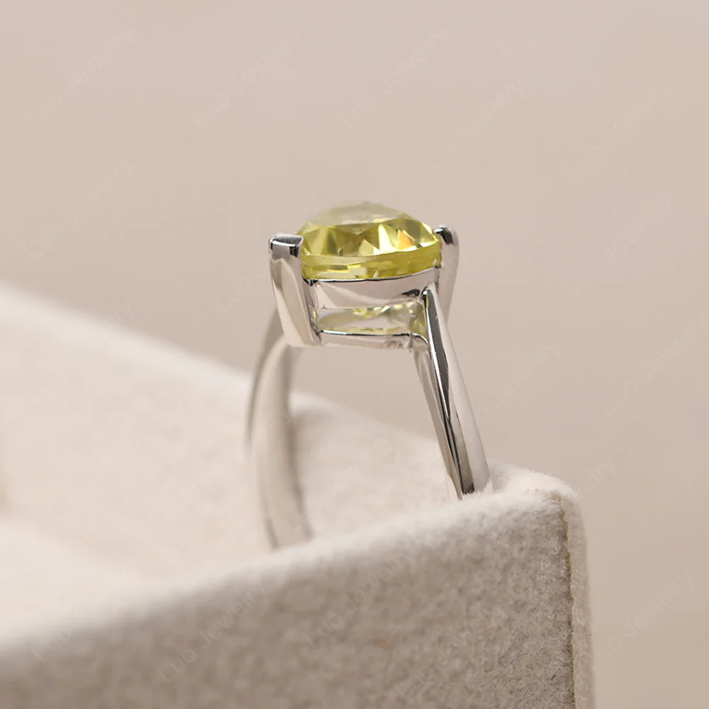 Heart Lemon Quartz Solitaire Ring - Image 4
