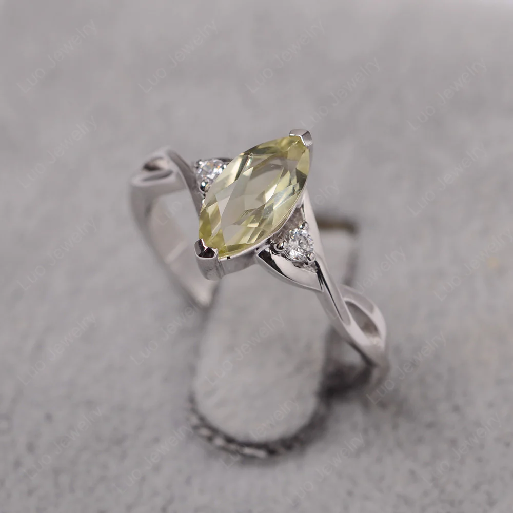 Lemon Quartz Marquise Twist Engagement Ring - Image 2