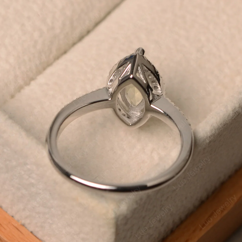 Lemon Quartz Halo Marquise Engagement Ring - Image 3
