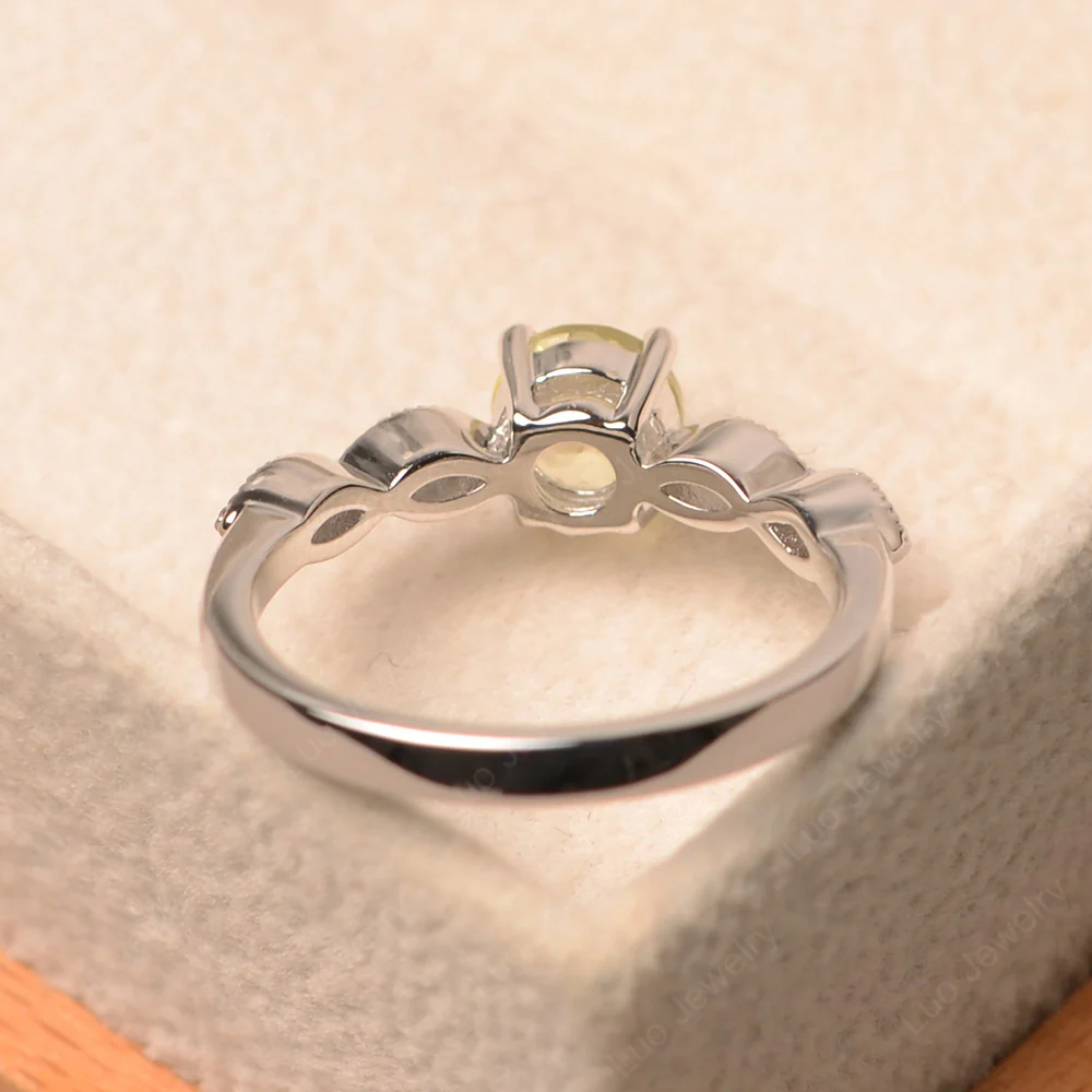 Lemon Quartz Milgrain Vintage Inspired Ring - Image 3