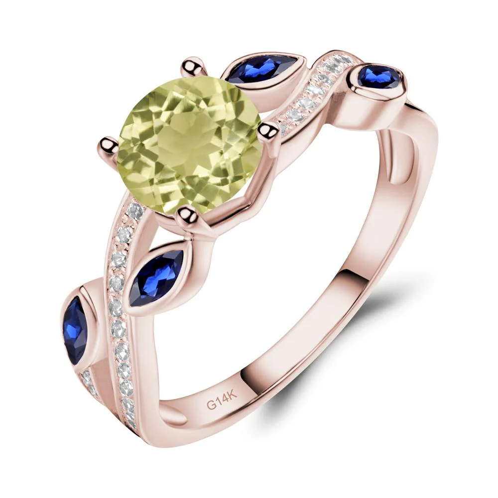 Lemon Quartz Engagement Ring with Leaf - Image 7